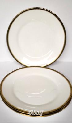 Wedgwood Bone China Chester Pattern Dinner Plates Green & Gold England Set of 4