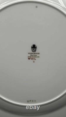 Wedgwood Bone China Dinner Plates W2376 Blue Gold Trim 10.5 Set of 4