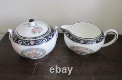 Wedgwood Bone China England Runnymede Blue Tea Set Teapot Creamer Sugar Bowl