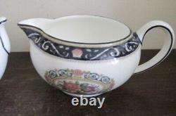 Wedgwood Bone China England Runnymede Blue Tea Set Teapot Creamer Sugar Bowl