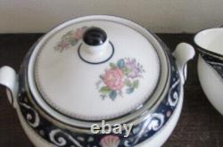 Wedgwood Bone China England Runnymede Blue Tea Set Teapot Creamer Sugar Bowl