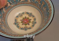 Wedgwood Bone China Florentine Turquoise Teacup & Saucer Set of 6