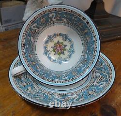 Wedgwood Bone China Florentine Turquoise Teacup & Saucer Set of 6