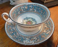 Wedgwood Bone China Florentine Turquoise Teacup & Saucer Set of 6