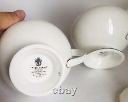 Wedgwood Bone China Made In England SET Cup Saucer Dessert Plate. White Gold