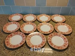 Wedgwood Bone China Red Damask Bread Butter Plates 6 Set of 11 England