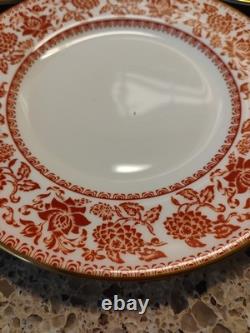 Wedgwood Bone China Red Damask Bread Butter Plates 6 Set of 11 England
