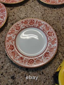 Wedgwood Bone China Red Damask Bread Butter Plates 6 Set of 11 England