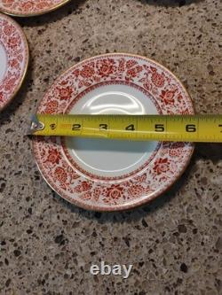 Wedgwood Bone China Red Damask Bread Butter Plates 6 Set of 11 England