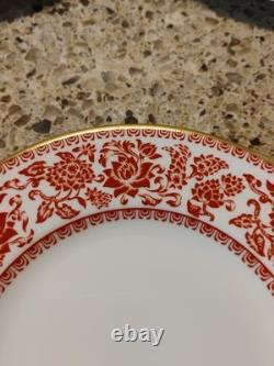Wedgwood Bone China Red Damask Bread Butter Plates 6 Set of 11 England