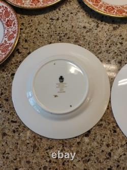 Wedgwood Bone China Red Damask Bread Butter Plates 6 Set of 11 England