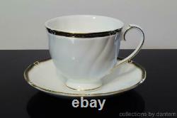 Wedgwood Bone China Royal Lapis Footed Cups and Saucers, Set of 6