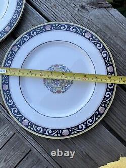 Wedgwood Bone China Runnymede Dark Blue Dinner Plates- set of 5 plates Free Ship