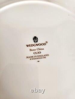 Wedgwood CLIO Dinner Plates Set of 4 10.75 Ivory Black Gold Bone China England