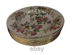 Wedgwood Charnwood Bone China Set of 8 Rimmed Soup Bowls Floral Butterflies 8