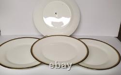 Wedgwood Chester Dinner Plates Green & Gold Bone China England Set of 4