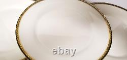 Wedgwood Chester Dinner Plates Green & Gold Bone China England Set of 4