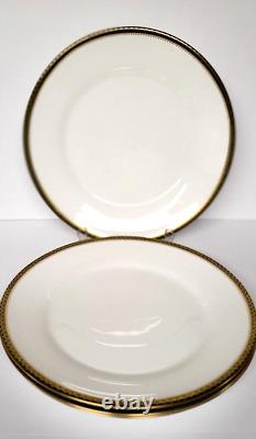 Wedgwood Chester Dinner Plates Green & Gold Bone China England Set of 4