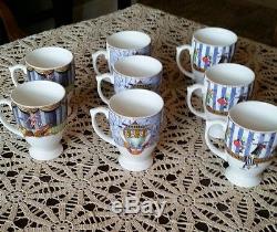 Wedgwood Circus Tea Cups Bone China Made in England 1998. Set of 8. NEVER USED