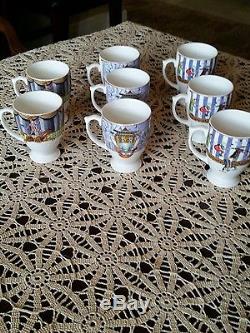 Wedgwood Circus Tea Cups Bone China Made in England 1998. Set of 8. NEVER USED