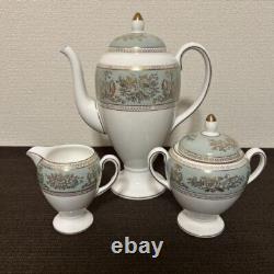 Wedgwood Coffee Pot Creamer Sugar Pot Set Columbia Sage Green Bone China England