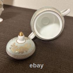 Wedgwood Coffee Pot Creamer Sugar Pot Set Columbia Sage Green Bone China England