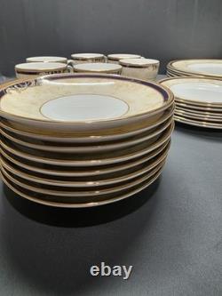 Wedgwood Cornucopia Bone China Dinnerware Set England 1995 Gold Blue 37 Pcs