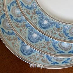 Wedgwood Dolphins Blue Dinner Plate 27cm Set of 3 Bone China England withBox