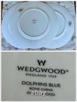 Wedgwood Dolphins Blue Dinner Plate 27cm Set of 3 Bone China England withBox
