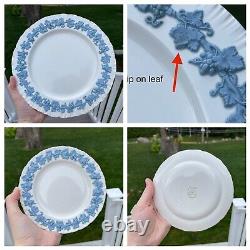 Wedgwood Embossed Queensware Blue/ Lavender On Cream Grapes Set Plates Tea Cups