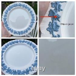 Wedgwood Embossed Queensware Blue/ Lavender On Cream Grapes Set Plates Tea Cups