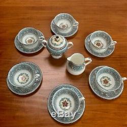 Wedgwood England Bone China Tea/Coffee Set 6 Teacups/Saucers, Sugar with Lid, C