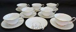 Wedgwood England Gloucester Set of 7 Cups and 8 Saucers -Gold trim, Bone China