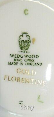 Wedgwood England Gold Florentine Set of 9 Cups & Saucers Bone China 2 Marks