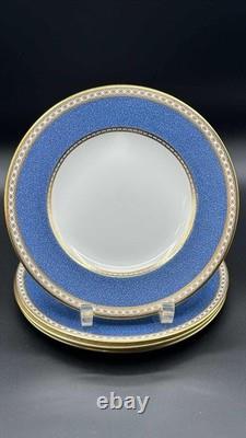 Wedgwood England W2376 Blue Gold 8 Salad Plates Set of 4 Bone China