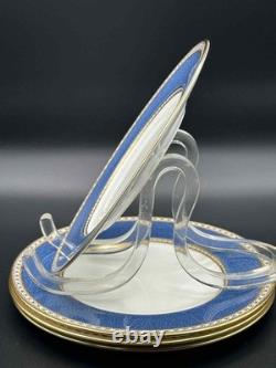 Wedgwood England W2376 Blue Gold 8 Salad Plates Set of 4 Bone China
