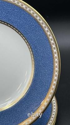 Wedgwood England W2376 Blue Gold 8 Salad Plates Set of 4 Bone China