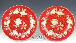 Wedgwood England W2488 TONQUIN RUBY 10-7/8 DINNER PLATES Set of 2