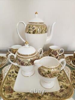 Wedgwood Floral Tapestry 16 Piece Bone China Coffee Set Made in England