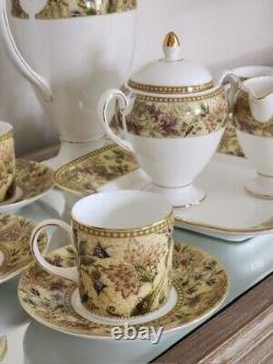 Wedgwood Floral Tapestry 16 Piece Bone China Coffee Set Made in England