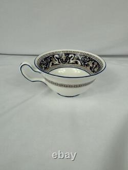 Wedgwood Florentine Marine Blue Set of 12 Tea Cups & Saucers Fine Bone China