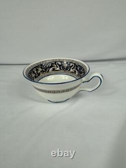 Wedgwood Florentine Marine Blue Set of 12 Tea Cups & Saucers Fine Bone China