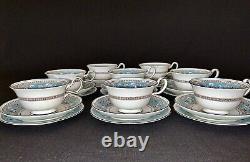 Wedgwood Florentine Turquoise Peony Tea Cup Saucer & Plate Trio (8 Sets) W2714