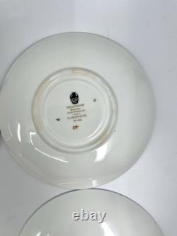 Wedgwood Florentine W1956 Blue Navy Cup & Saucer Set of 4 Bone China England