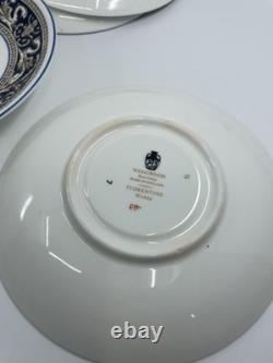 Wedgwood Florentine W1956 Blue Navy Cup & Saucer Set of 4 Bone China England