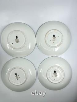 Wedgwood Florentine W1956 Blue Navy Cup & Saucer Set of 4 Bone China England