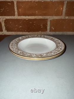 Wedgwood Gold Florentine 8 Soup Bowls Bone China England Set of 2