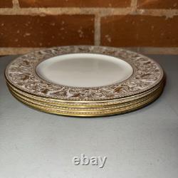 Wedgwood Gold Florentine Dinner Plates 11 Bone China England Set of 4