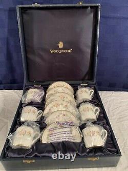 Wedgwood Mirabelle Tea Cup Saucer Set x 6 with CASE Bone China MADE IN England
