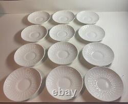 Wedgwood Nantucket Saucers Set of 12 White Basket Weave Texture George Davis